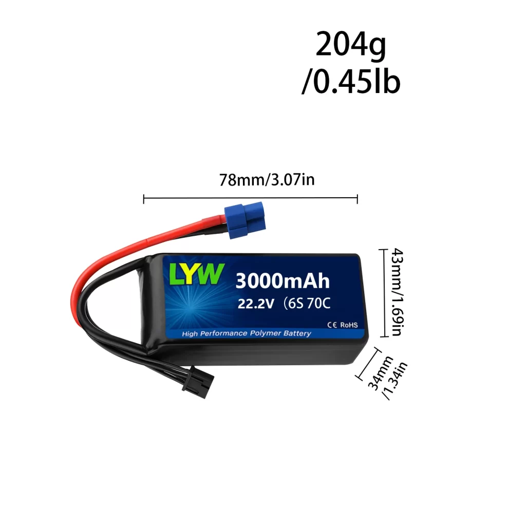 LYW 1200mAh 22.2V 6S Lipo Battery with XT60 Plug - LYW Battery | Custom Lithium Polymer Battery Manufacturer